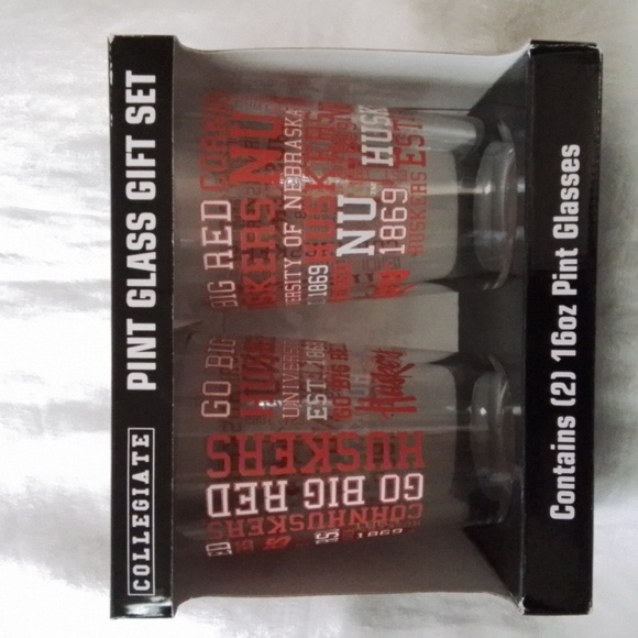 Collegiate Pint Glass Gift Set,  University of Nebraska - Picture 1 of 4